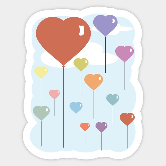 Valentine Balloon Hearts Sticker by evisionarts